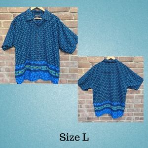 No Boundaries Electric Blue Hawaiian Shirt Sz L